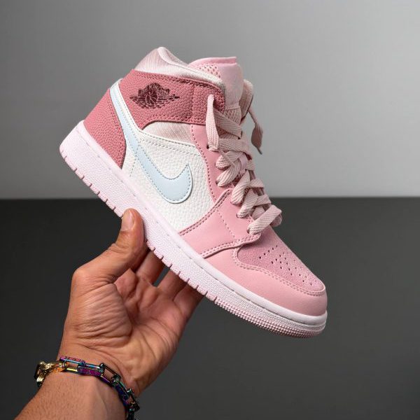 نایک ایر جردن وان ساقدار صورتی زنانه Nike Air Jordan 1 Mid Digital Pink Pointure